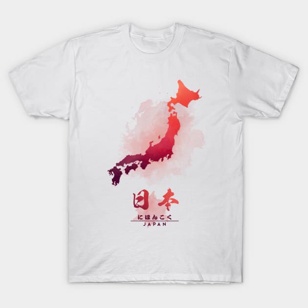 Japan Watercolor Map T-Shirt by Takeda_Art